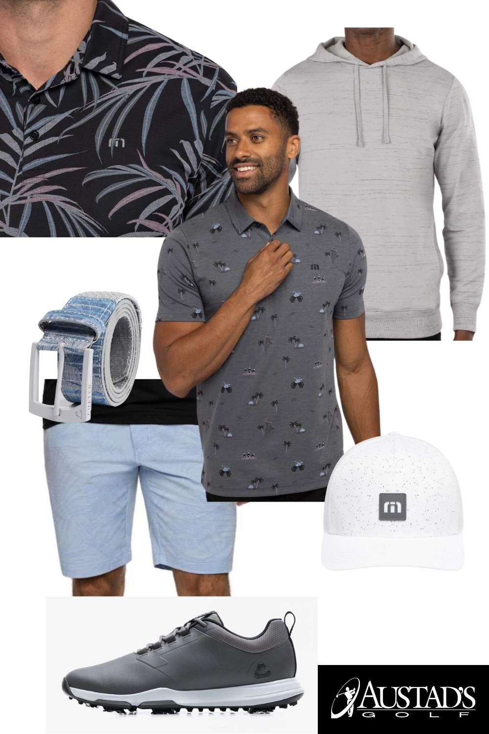 TravisMathew Men's Tropical Grey Golf Outfit 2023