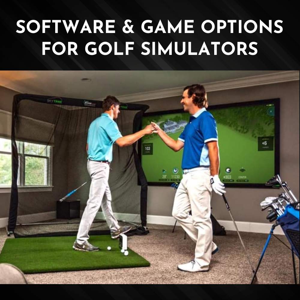 What kind of software and games are available for golf simulators?